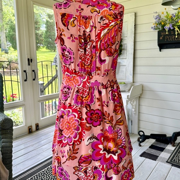 TORY BURCH, WOMENS SILK DRESS. PINK GRAPEFRUIT, WILDFLOWER DRESS. SIZE 4 - Picture 11 of 16